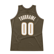 Load image into Gallery viewer, Custom Olive White-Old Gold Authentic Throwback Salute To Service Basketball Jersey