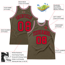 Load image into Gallery viewer, Custom Olive Red-Black Authentic Throwback Salute To Service Basketball Jersey
