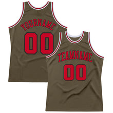 Load image into Gallery viewer, Custom Olive Red-Black Authentic Throwback Salute To Service Basketball Jersey