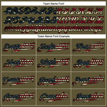 Load image into Gallery viewer, Custom Olive Vintage USA Flag-Black Authentic Salute To Service Baseball Jersey