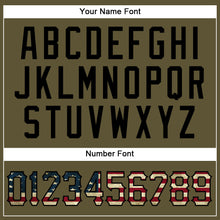 Load image into Gallery viewer, Custom Olive Vintage USA Flag-Black Authentic Salute To Service Baseball Jersey