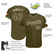 Load image into Gallery viewer, Custom Olive Olive-Cream Authentic Salute To Service Baseball Jersey