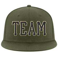 Load image into Gallery viewer, Custom Olive Black-Cream Stitched Adjustable Snapback Salute To Service Hat