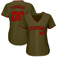 Load image into Gallery viewer, Custom Olive Red-Black Authentic Salute To Service Baseball Jersey