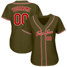 Load image into Gallery viewer, Custom Olive Red-White Authentic Salute To Service Baseball Jersey