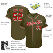 Load image into Gallery viewer, Custom Olive Red-White Authentic Salute To Service Baseball Jersey