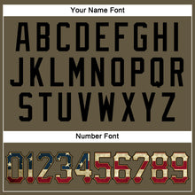 Load image into Gallery viewer, Custom Olive Vintage USA Flag-Black Authentic Throwback Salute To Service Basketball Jersey