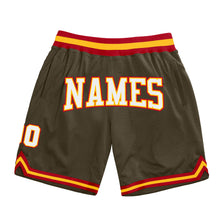 Load image into Gallery viewer, Custom Olive White-Red Authentic Throwback Salute To Service Basketball Shorts
