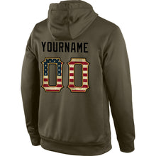 Load image into Gallery viewer, Custom Stitched Olive Vintage USA Flag-Black Sports Pullover Sweatshirt Salute To Service Hoodie