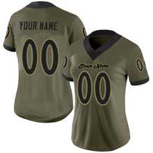 Load image into Gallery viewer, Custom Olive Black-Old Gold Mesh Salute To Service Football Jersey