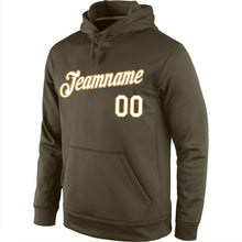 Load image into Gallery viewer, Custom Stitched Olive White-Old Gold Sports Pullover Sweatshirt Salute To Service Hoodie