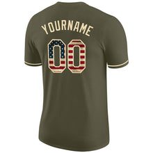 Load image into Gallery viewer, Custom Olive Vintage USA Flag-Cream Performance Salute To Service T-Shirt