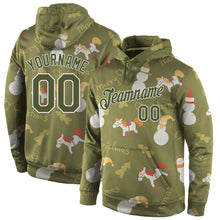 Load image into Gallery viewer, Custom Stitched Olive Olive-White Christmas 3D Sports Pullover Sweatshirt Salute To Service Hoodie