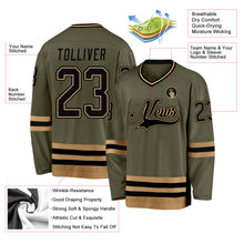 Load image into Gallery viewer, Custom Olive Black-Old Gold Salute To Service Hockey Jersey
