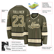 Load image into Gallery viewer, Custom Olive Camo-Cream Salute To Service Hockey Jersey