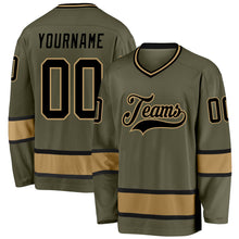 Load image into Gallery viewer, Custom Olive Black-Old Gold Salute To Service Hockey Jersey