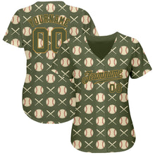 Load image into Gallery viewer, Custom Olive Olive-Old Gold 3D Pattern Design Authentic Salute To Service Baseball Jersey