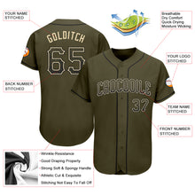 Load image into Gallery viewer, Custom Olive Black-Cream Authentic Drift Fashion Salute To Service Baseball Jersey