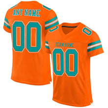 Load image into Gallery viewer, Custom Orange Aqua-White Mesh Authentic Football Jersey