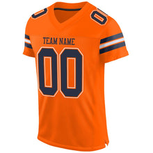 Load image into Gallery viewer, Custom Orange Navy-White Mesh Authentic Football Jersey