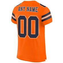 Load image into Gallery viewer, Custom Orange Navy-White Mesh Authentic Football Jersey