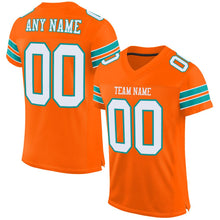 Load image into Gallery viewer, Custom Orange White-Aqua Mesh Authentic Football Jersey