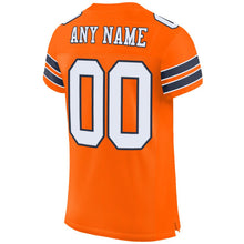 Load image into Gallery viewer, Custom Orange White-Navy Mesh Authentic Football Jersey