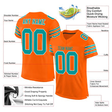 Load image into Gallery viewer, Custom Orange Aqua-White Mesh Authentic Football Jersey