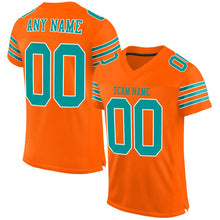 Load image into Gallery viewer, Custom Orange Aqua-White Mesh Authentic Football Jersey