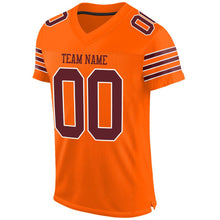 Load image into Gallery viewer, Custom Orange Burgundy-White Mesh Authentic Football Jersey