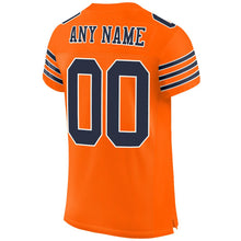 Load image into Gallery viewer, Custom Orange Navy-White Mesh Authentic Football Jersey