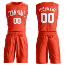 Load image into Gallery viewer, Custom Orange White Round Neck Suit Basketball Jersey