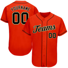 Load image into Gallery viewer, Custom Orange Black-Old Gold Authentic Baseball Jersey
