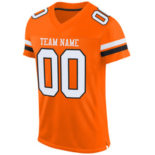 Load image into Gallery viewer, Custom Orange White-Black Mesh Authentic Football Jersey