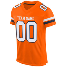 Load image into Gallery viewer, Custom Orange White-Navy Mesh Authentic Football Jersey