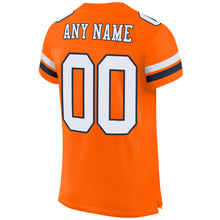 Load image into Gallery viewer, Custom Orange White-Navy Mesh Authentic Football Jersey