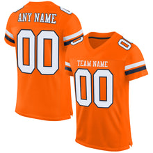 Load image into Gallery viewer, Custom Orange White-Navy Mesh Authentic Football Jersey