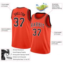 Load image into Gallery viewer, Custom Orange Black-White Round Neck Rib-Knit Basketball Jersey