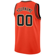 Load image into Gallery viewer, Custom Orange Black-Cream Round Neck Rib-Knit Basketball Jersey