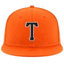 Load image into Gallery viewer, Custom Orange Black-White Stitched Adjustable Snapback Hat