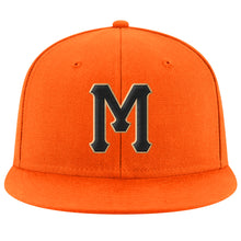 Load image into Gallery viewer, Custom Orange Black-Old Gold Stitched Adjustable Snapback Hat