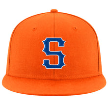 Load image into Gallery viewer, Custom Orange Royal-White Stitched Adjustable Snapback Hat
