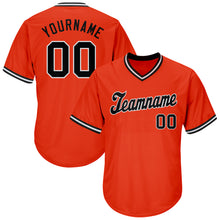 Load image into Gallery viewer, Custom Orange Black-White Authentic Throwback Rib-Knit Baseball Jersey Shirt