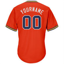 Load image into Gallery viewer, Custom Orange Navy-Gold Authentic Throwback Rib-Knit Baseball Jersey Shirt