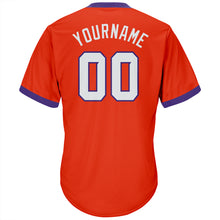 Load image into Gallery viewer, Custom Orange White-Purple Authentic Throwback Rib-Knit Baseball Jersey Shirt