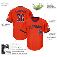 Load image into Gallery viewer, Custom Orange Navy-White Authentic Throwback Rib-Knit Baseball Jersey Shirt