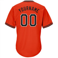 Load image into Gallery viewer, Custom Orange Black-White Authentic Throwback Rib-Knit Baseball Jersey Shirt