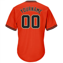 Load image into Gallery viewer, Custom Orange Black-Old Gold Authentic Throwback Rib-Knit Baseball Jersey Shirt