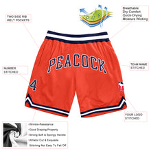 Load image into Gallery viewer, Custom Orange Navy-White Authentic Throwback Basketball Shorts