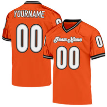 Load image into Gallery viewer, Custom Orange White-Black Mesh Authentic Throwback Football Jersey